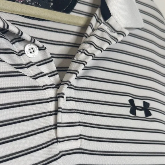 Under Armour Men's Polo Shirt - Black and White Stripes - Picture 6 of 6